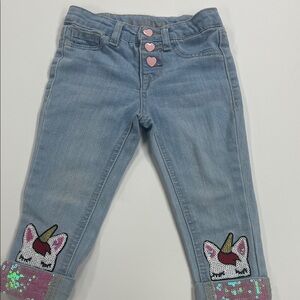 Kids Light Blue Jeans with Unicorn Sequin Patches
